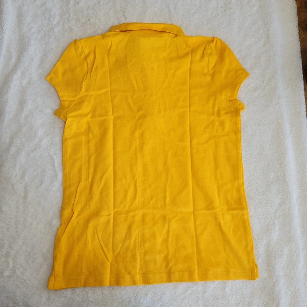 The Childrens Place Polo Shirt Kids XXL 16 Yellow Ruffle Trim Stretch Fabric